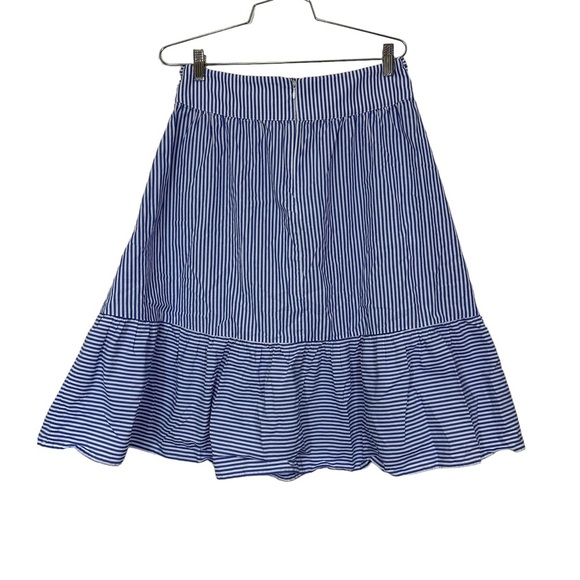 J Crew Factory Tie Waist Skirt 8 Striped Blue White - Picture 7 of 13